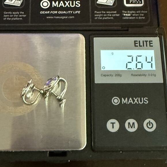 Sterling W E RICHARDS Signed WRE Vintage Leaf Circle Screw Back Earrings 2.64g - Picture 7 of 7